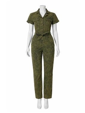 Mystree tie dye Olive Green Short-Sleeve Utility Jumpsuit size S